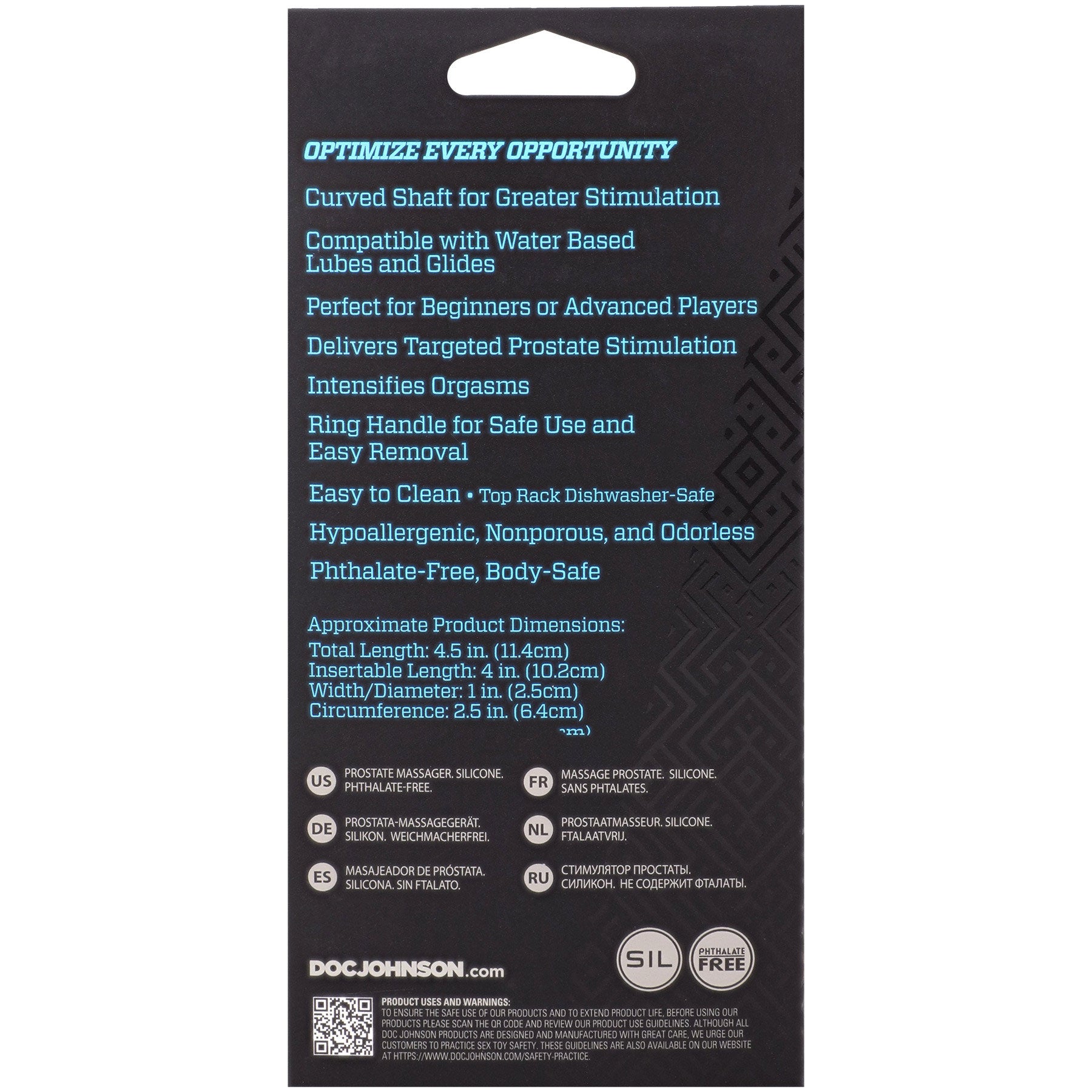 OptiMALE Zig Zag Silicone Prostate Massager By Doc Johnson