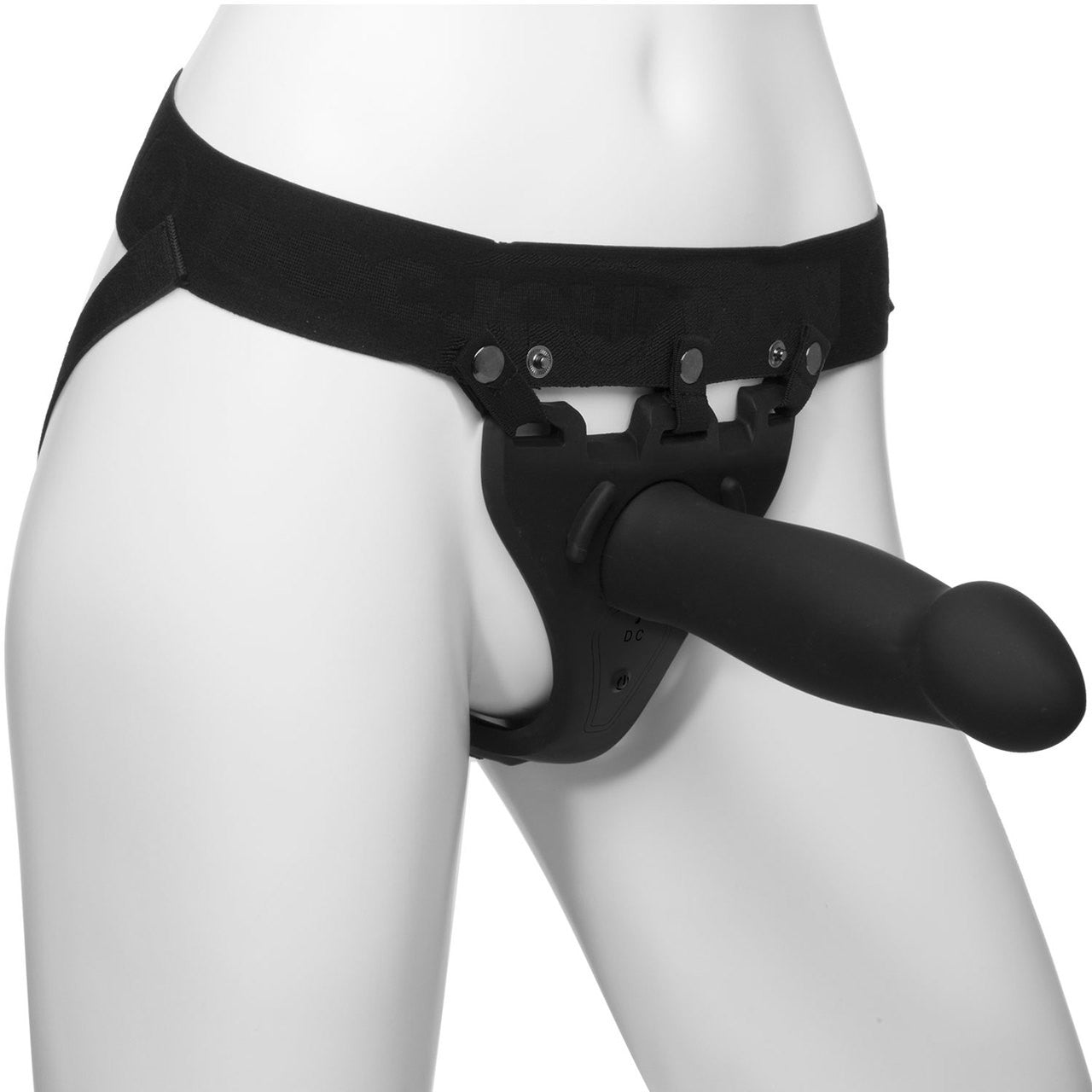 Body Extensions BE Risqué 8" Hollow Vibrating Silicone Strap-On System by Doc Johnson