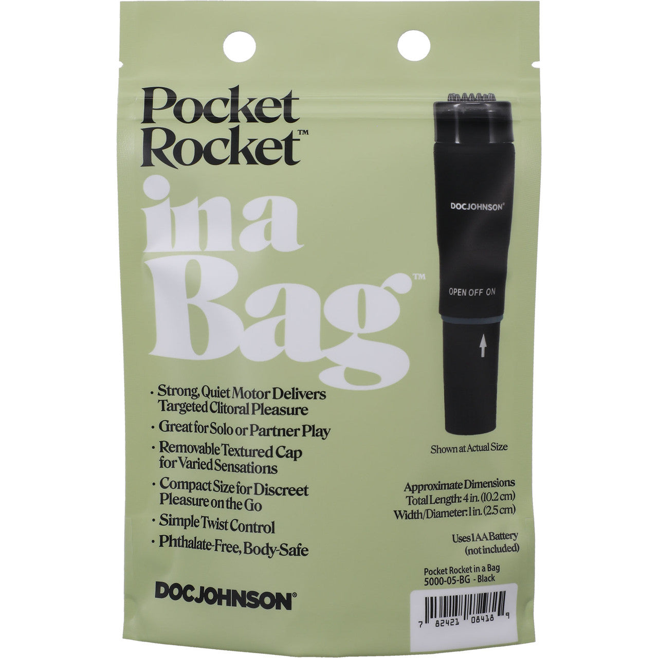 In A Bag Pocket Rocket Vibrator By Doc Johnson - Black