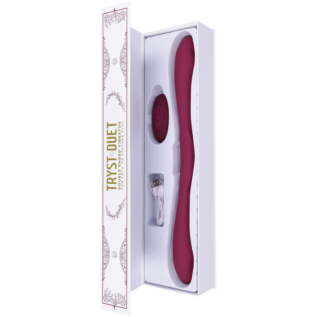 Tryst Duet Double Ended Vibrating Silicone Dildo With Remote By Doc Johnson - Berry