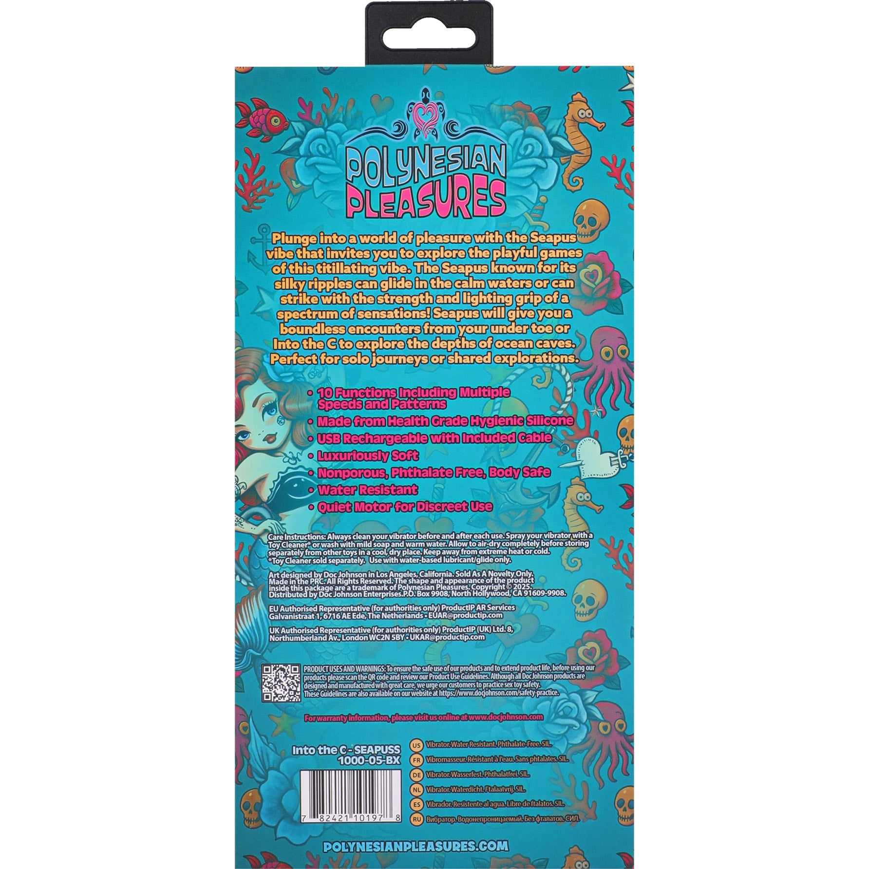 Polynesian Pleasures Into The C Seapuss Warming Silicone Dual Stimulation Vibrator