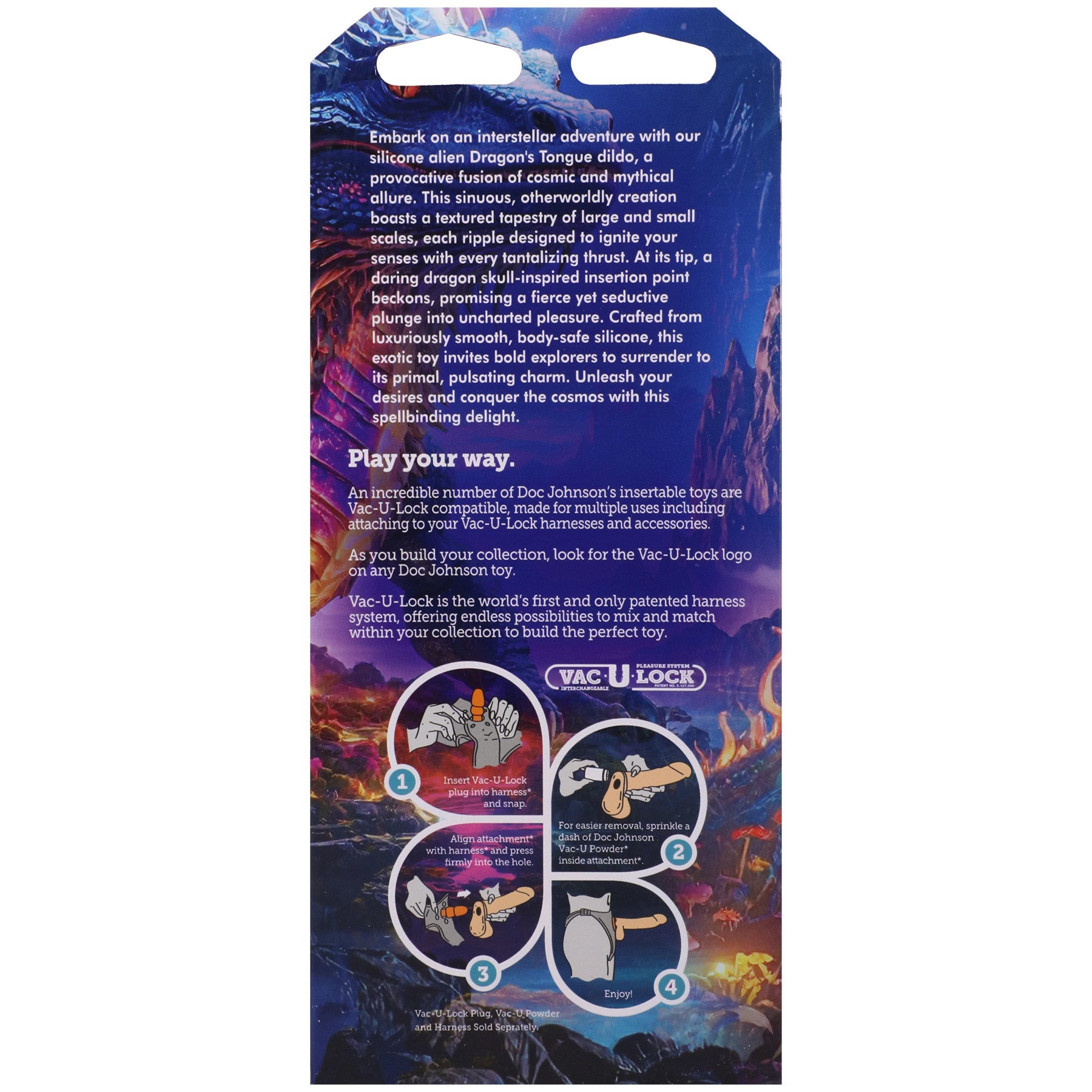 Vac-U-Lock X Fantasy Fuckers Dragon's Tongue 7.25" Silicone Dildo
