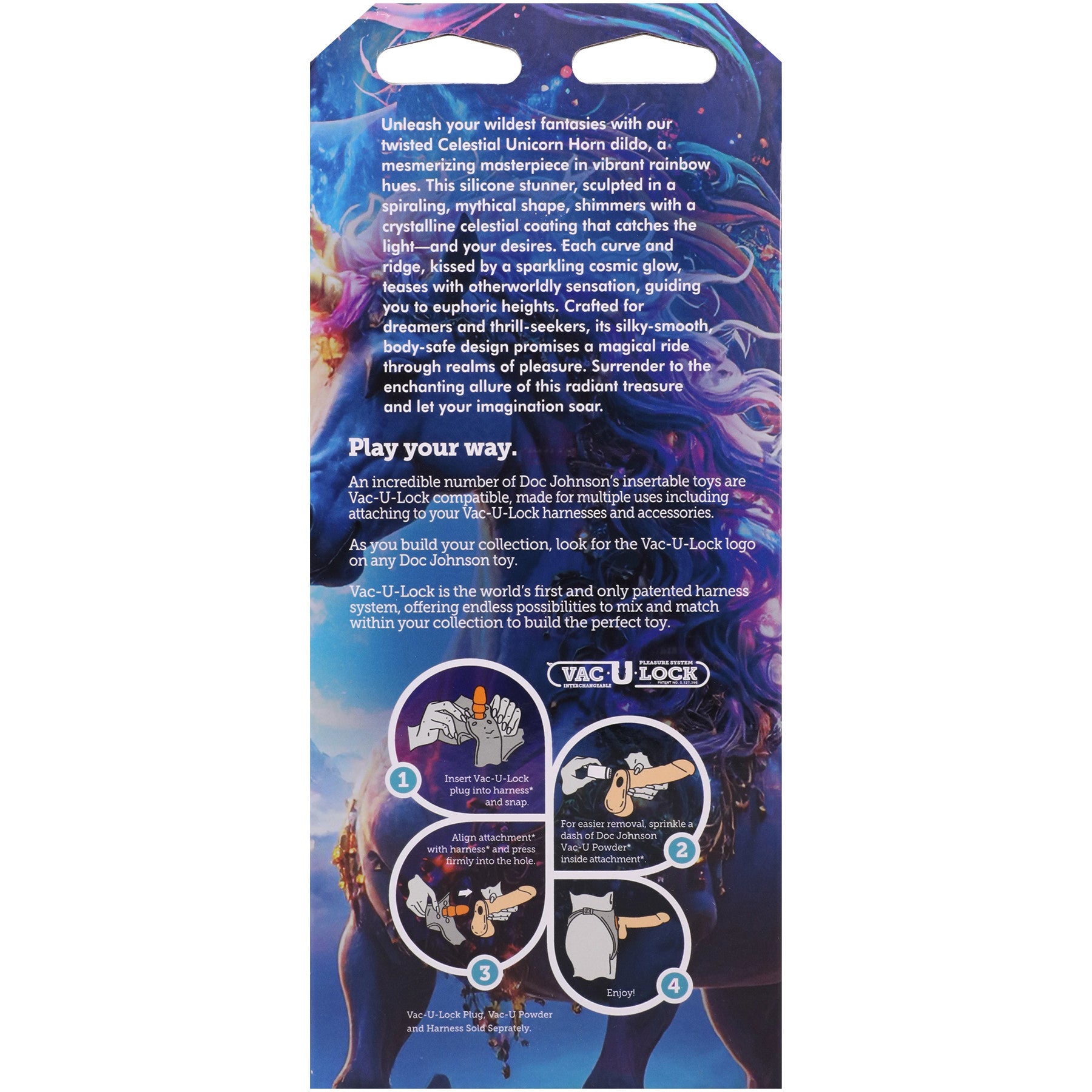 Vac-U-Lock x Fantasy Fuckers Celestial Unicorn Horn Glow-in-the-Dark Silicone Dildo