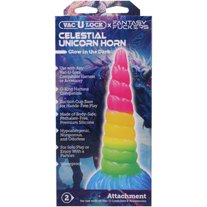 Vac-U-Lock x Fantasy Fuckers Celestial Unicorn Horn Glow-in-the-Dark Silicone Dildo