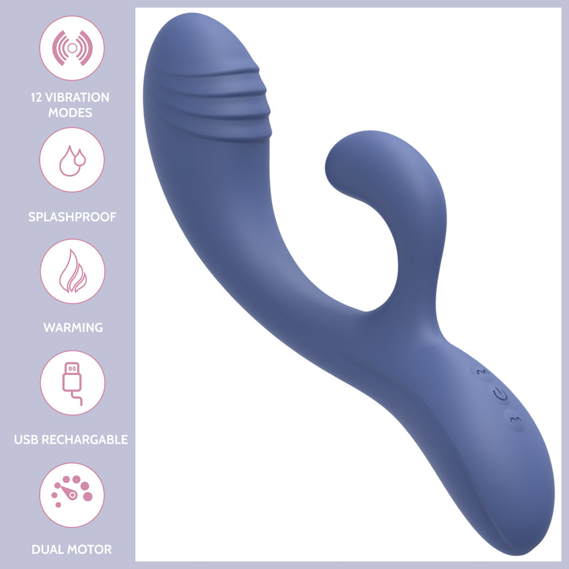 The Wonderland Rabbit Silicone Dual Stimulation Rumbly Vibrator - Features