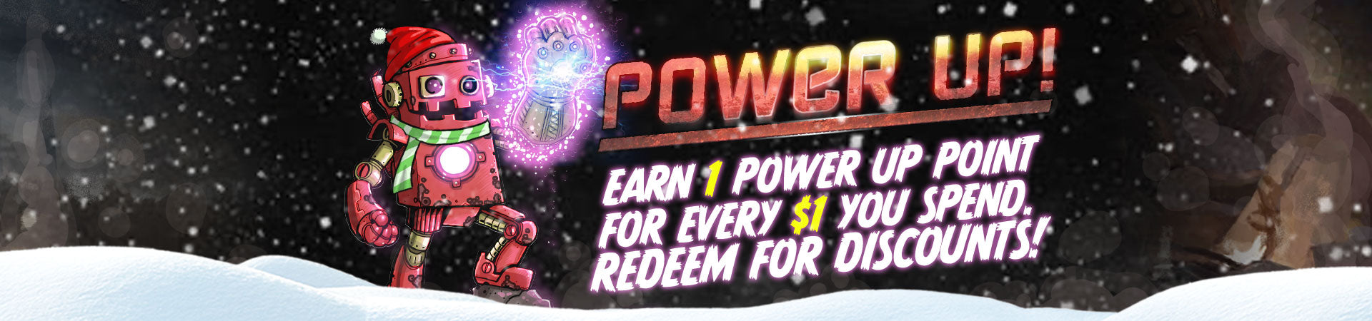 Join SheVibe’s Power Up Points Program! Power Up! Earn 1 Power Up point for every $1 you spend! Redeem for discounts!