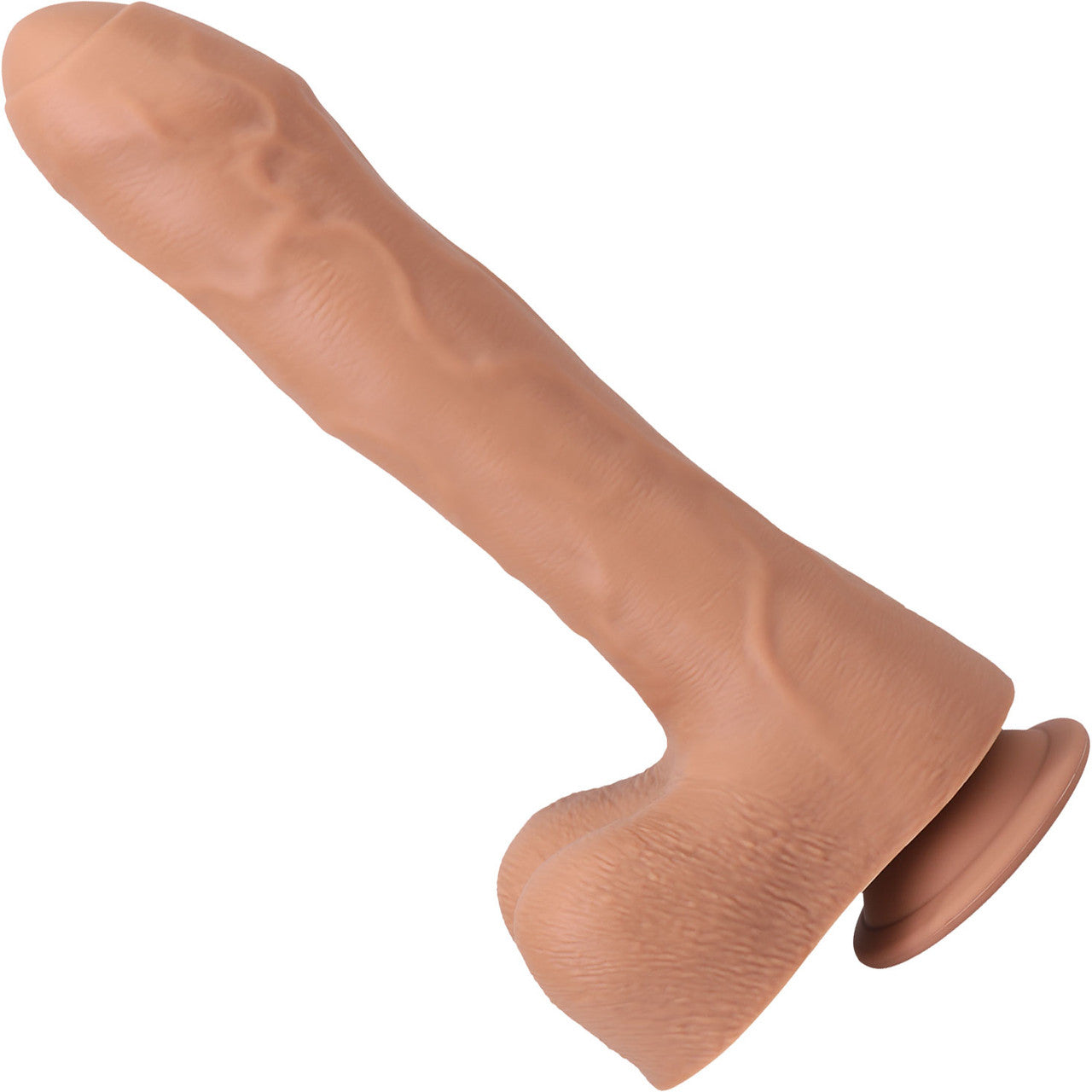 Fort Troff Uncut Thruster Rechargeable Silicone Mini Fuck Machine Dildo With Balls & Remote - Caramel