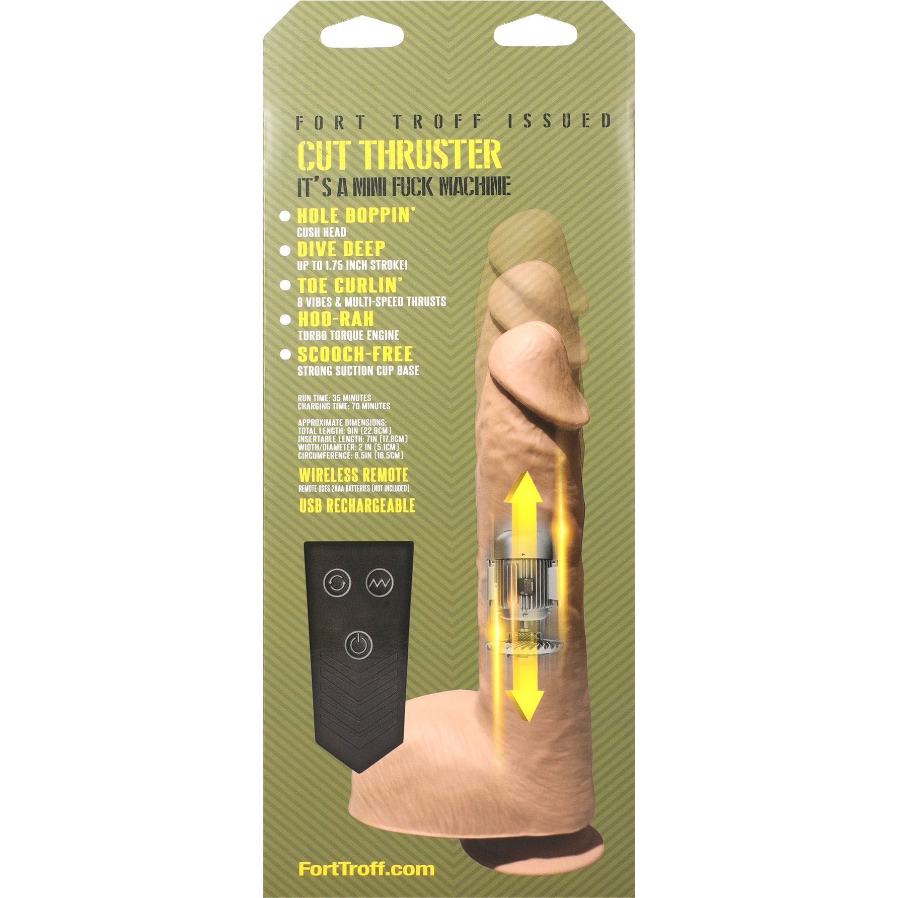 Fort Troff Cut Thruster Rechargeable Silicone Mini Fuck Machine Dildo With Balls & Remote