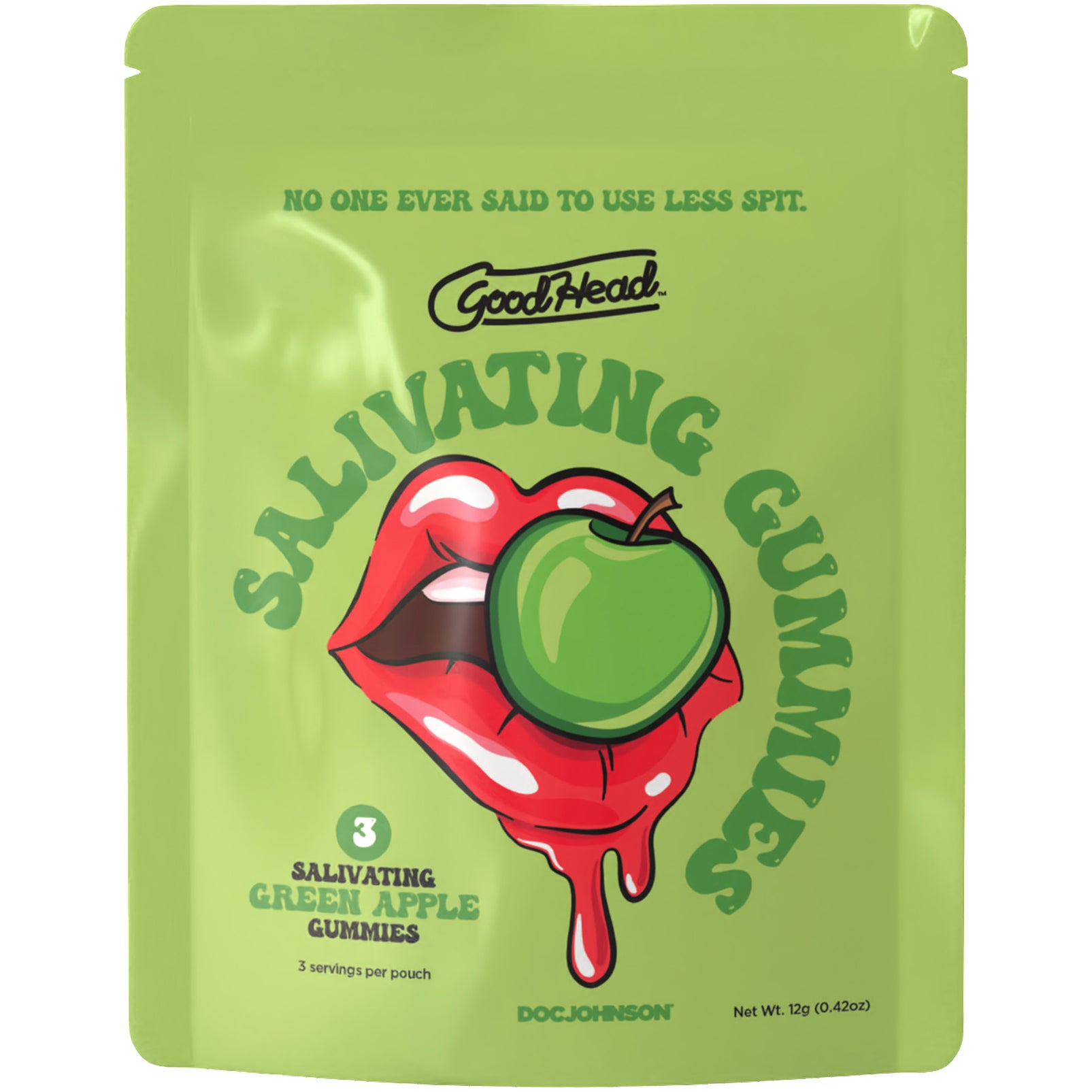 GoodHead Salivating Gummies 3 Piece Pouch By Doc Johnson - Green Apple
