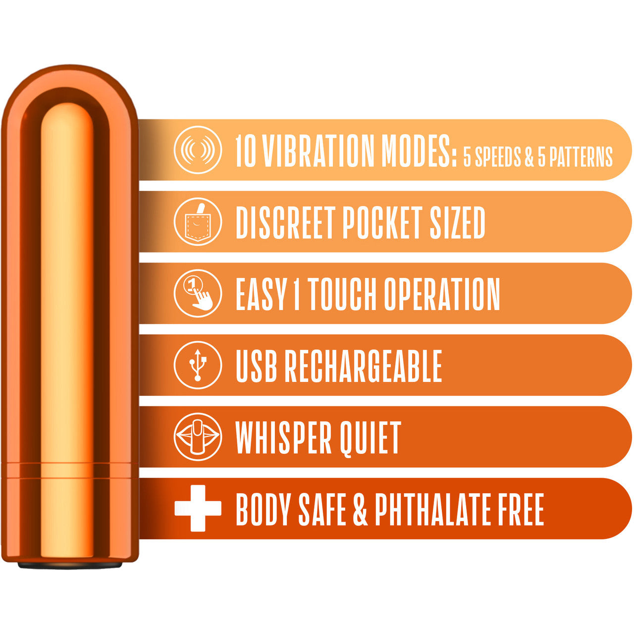 Kool Vibes Rechargeable Mini Bullet Vibrator By Blush - Tangerine