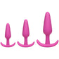 Mood Naughty 1 Silicone Butt Plug Trainer 3 Piece Set By Doc Johnson - Pink