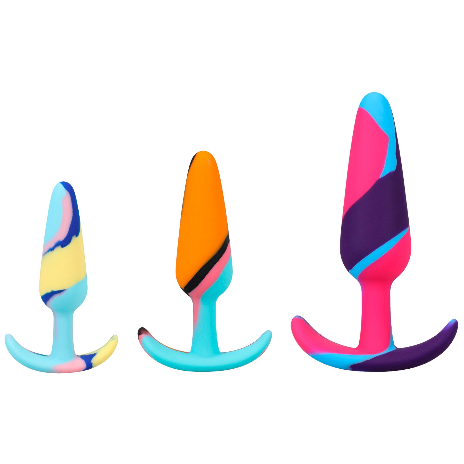 Mood Naughty 1 Silicone Butt Plug Trainer 3 Piece Set By Doc Johnson - Kaleidoscope