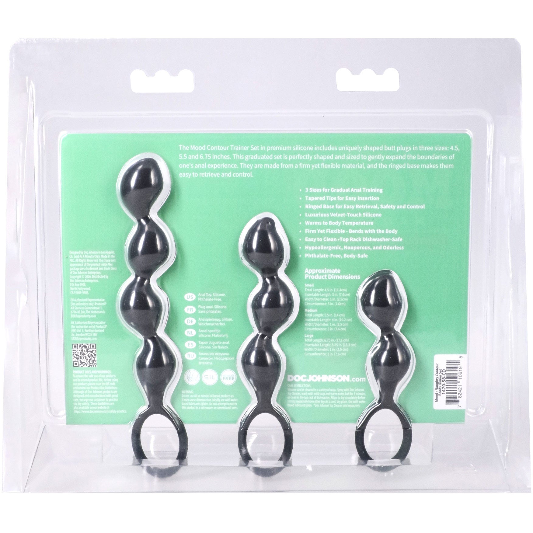 Mood Naughty Contour Beads Silicone Butt Plug Trainer Set