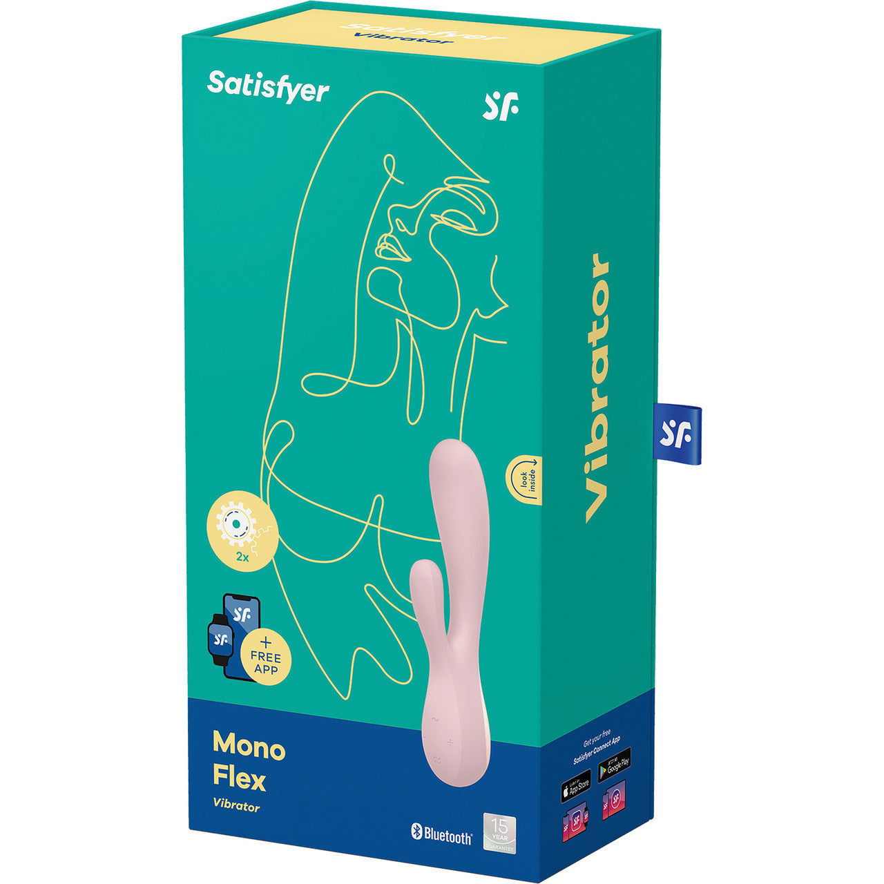 Satisfyer Mono Flex Rechargeable Waterproof App Enabled Rabbit Vibrator - Pink