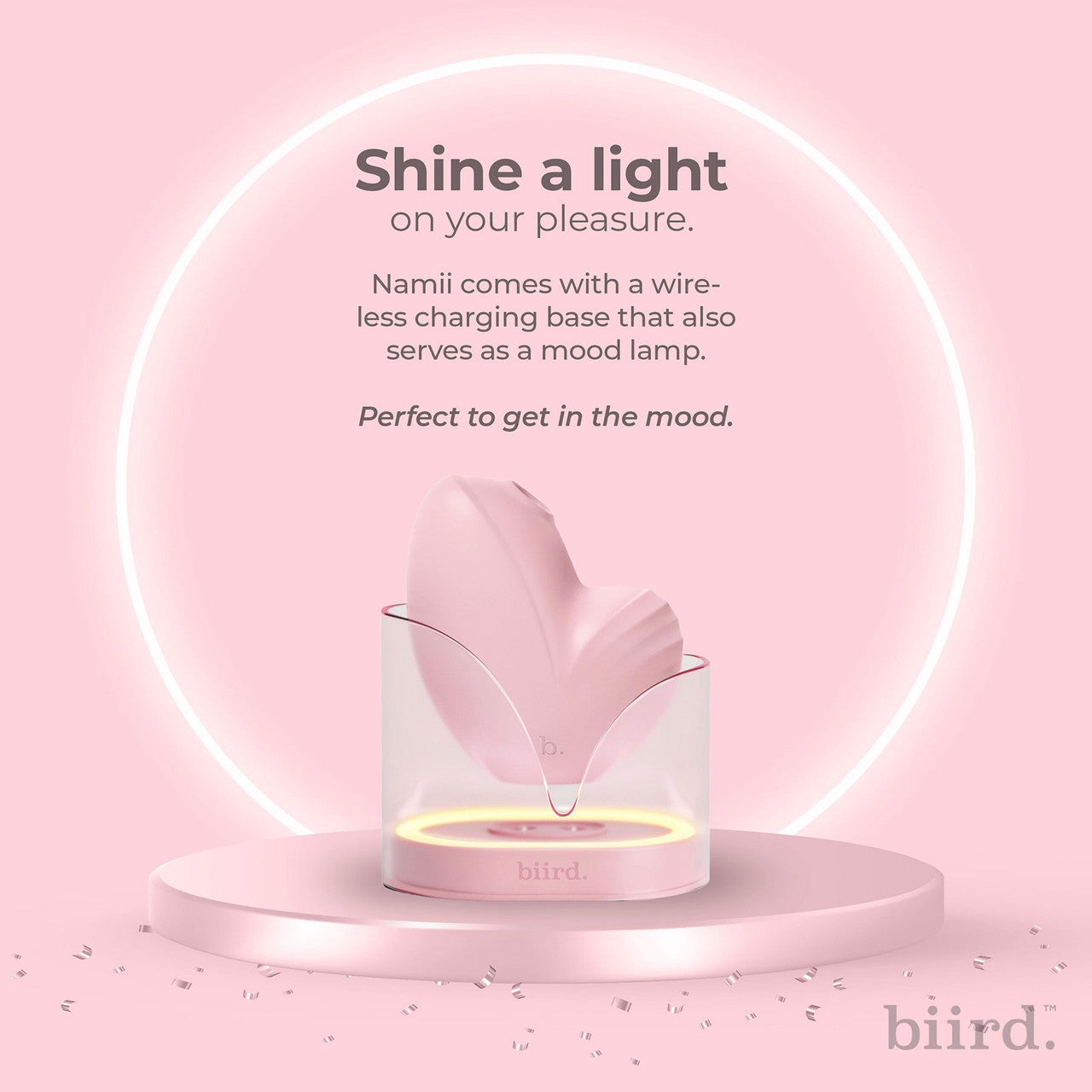 Namii Pressure Wave Clitoral Suction Stimulator With Vibration & Mood Light By Biird - Peach