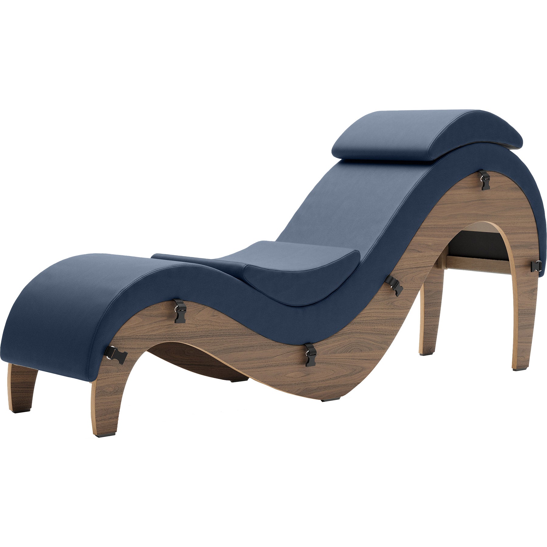Liberator Supervio Luxury Chaise With Cuff Kit Restraints - Walnut & Evening Blue