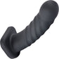 Merge Collection Banx 8" Silicone Ribbed Hollow Dildo By Sportsheets - Black