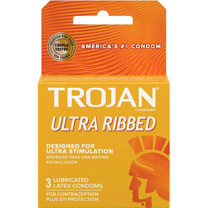 TROJAN Ultra Stimulation Ultra Ribbed Lubricated Condoms 3 Pack