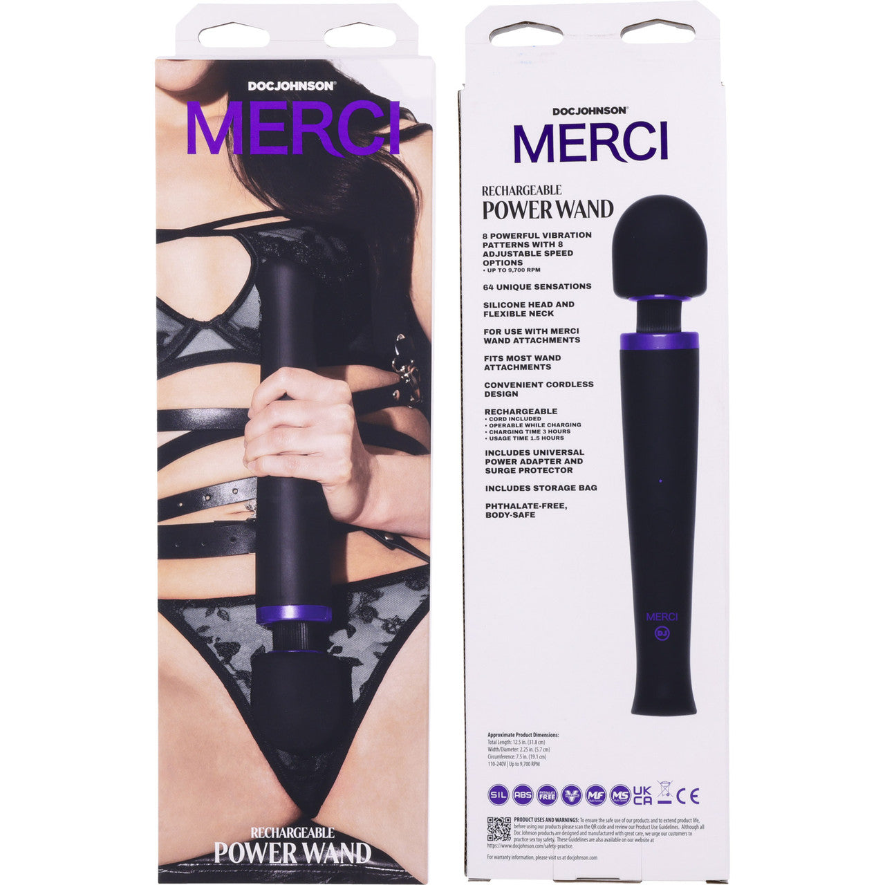 MERCI Rechargeable Power Wand Silicone Vibrator By Doc Johnson