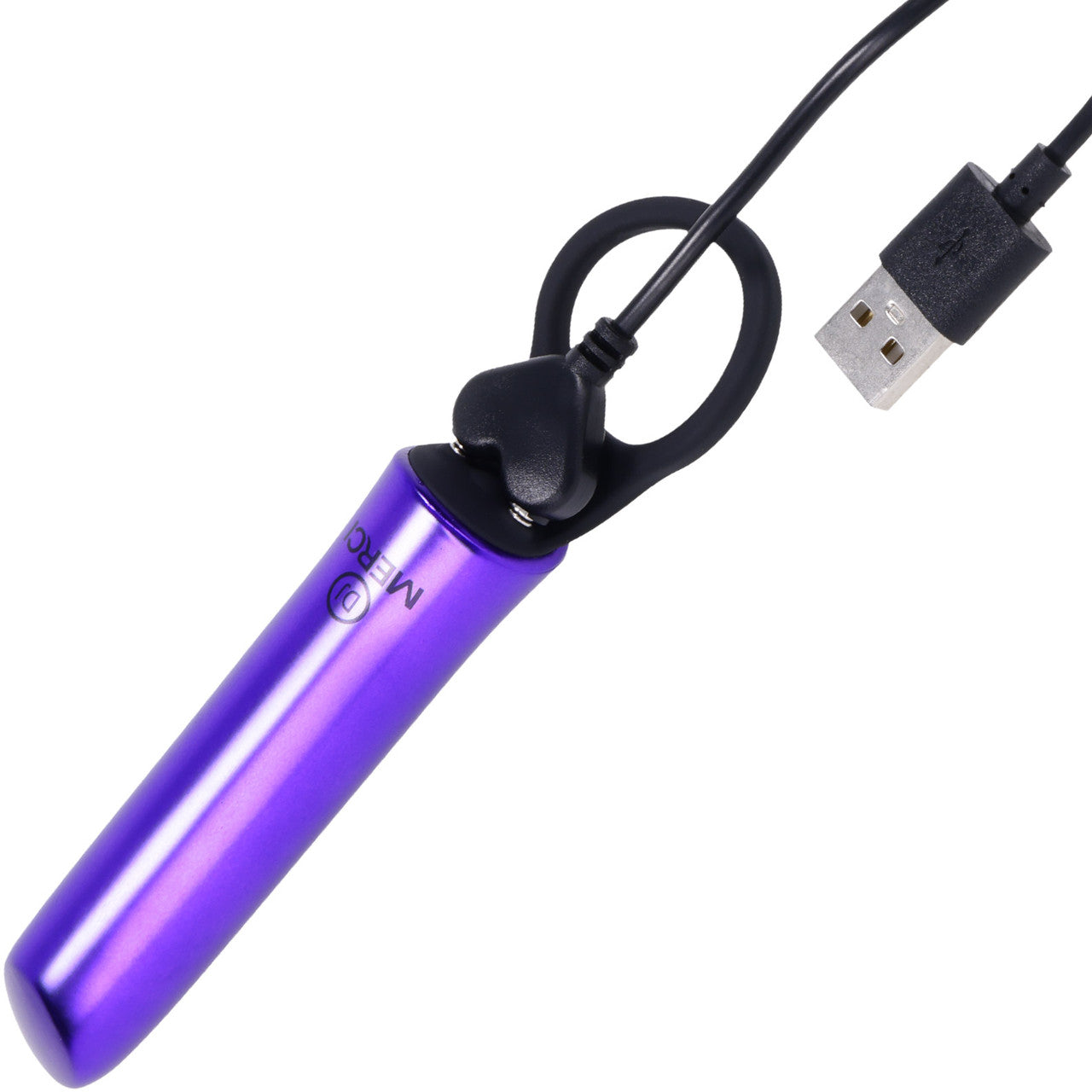 MERCI Power Play Rechargeable 20 Function Bullet Vibrator With Ring Handle By Doc Johnson - Violet