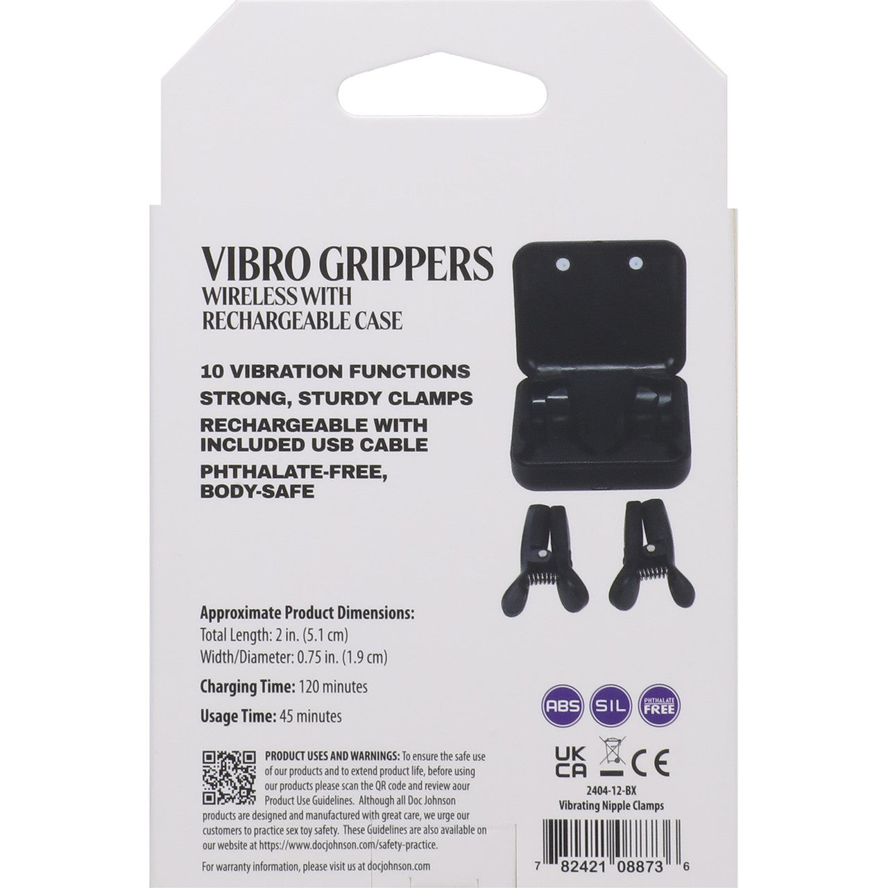 MERCI Vibro Grippers Wireless Vibrating Nipple Clamps With Rechargeable Case By Doc Johnson