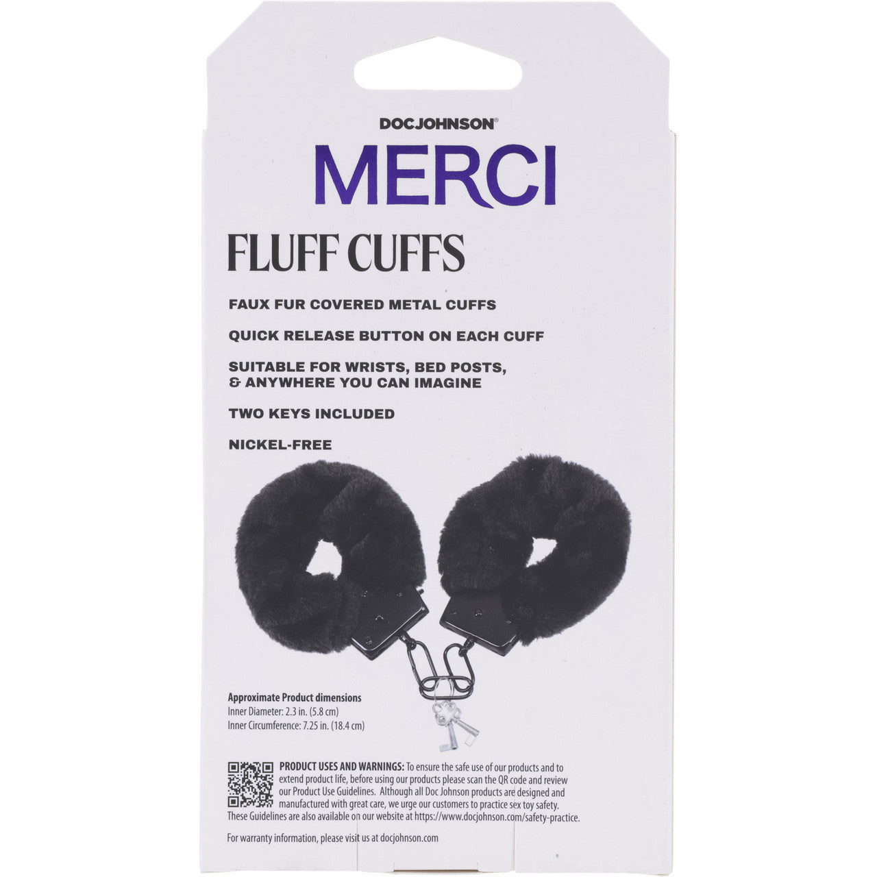 MERCI Fluff Cuffs Furry Handcuffs By Doc Johnson - Black 