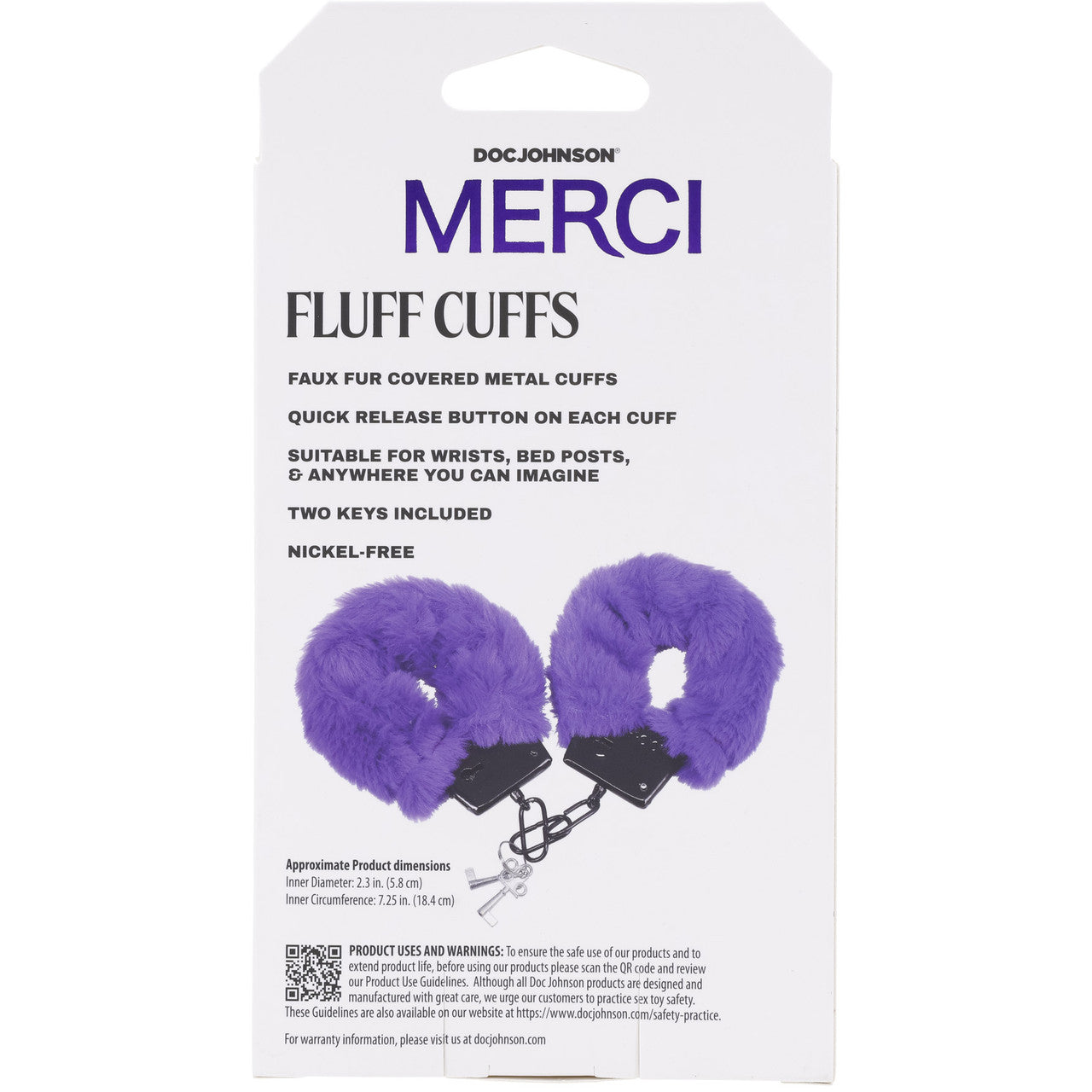 MERCI Fluff Cuffs Furry Handcuffs By Doc Johnson - Violet