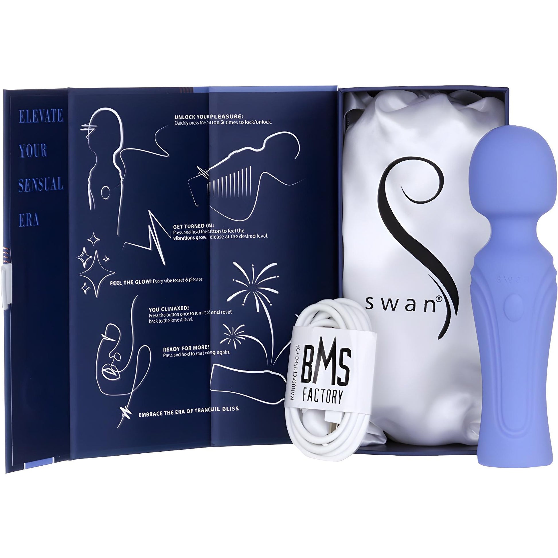 Swan Era Wand Mini Rechargeable Silicone Vibrating Wand Swan Era Wand Mini Rechargeable Silicone Vibrating Wand