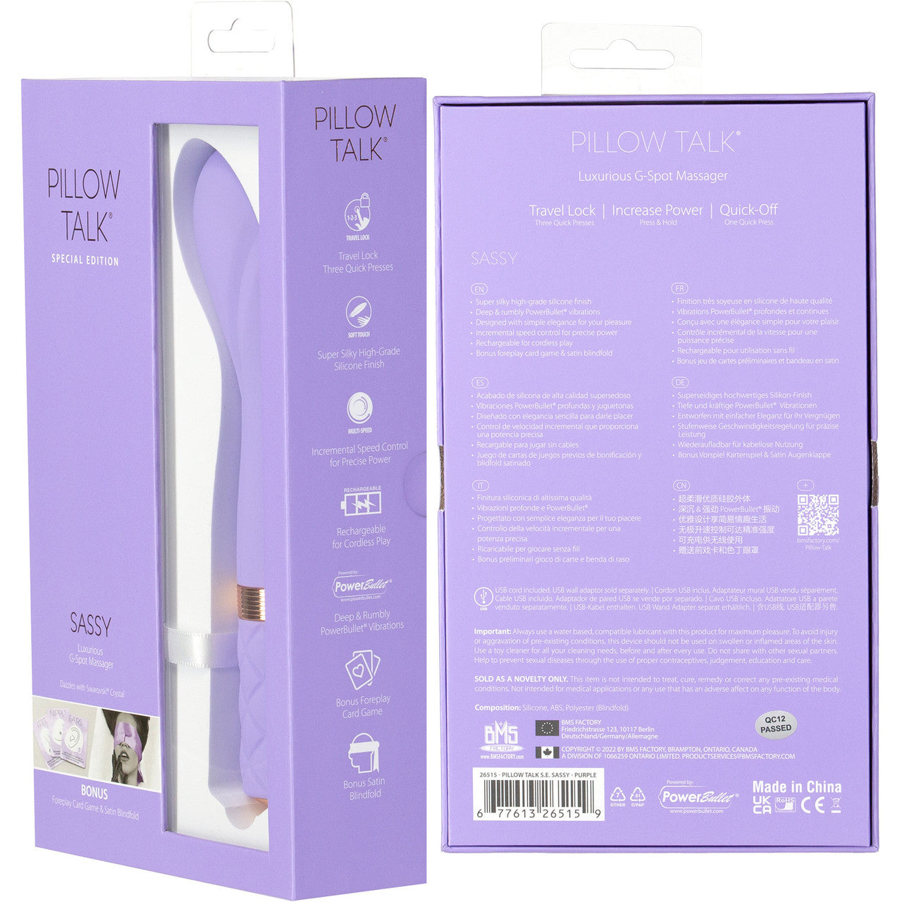 Pillow Talk Sassy Special Edition Silicone Waterproof Rechargeable G-Spot Vibrator - Purple & Rose Gold