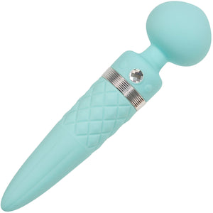 Pillow Talk Sultry Silicone Waterproof Rechargeable Wand Style Vibrator - Teal