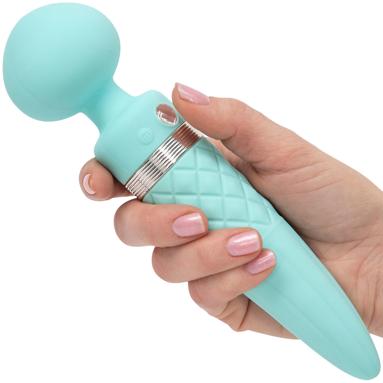 Pillow Talk Sultry Silicone Waterproof Rechargeable Wand Style Vibrator - Teal