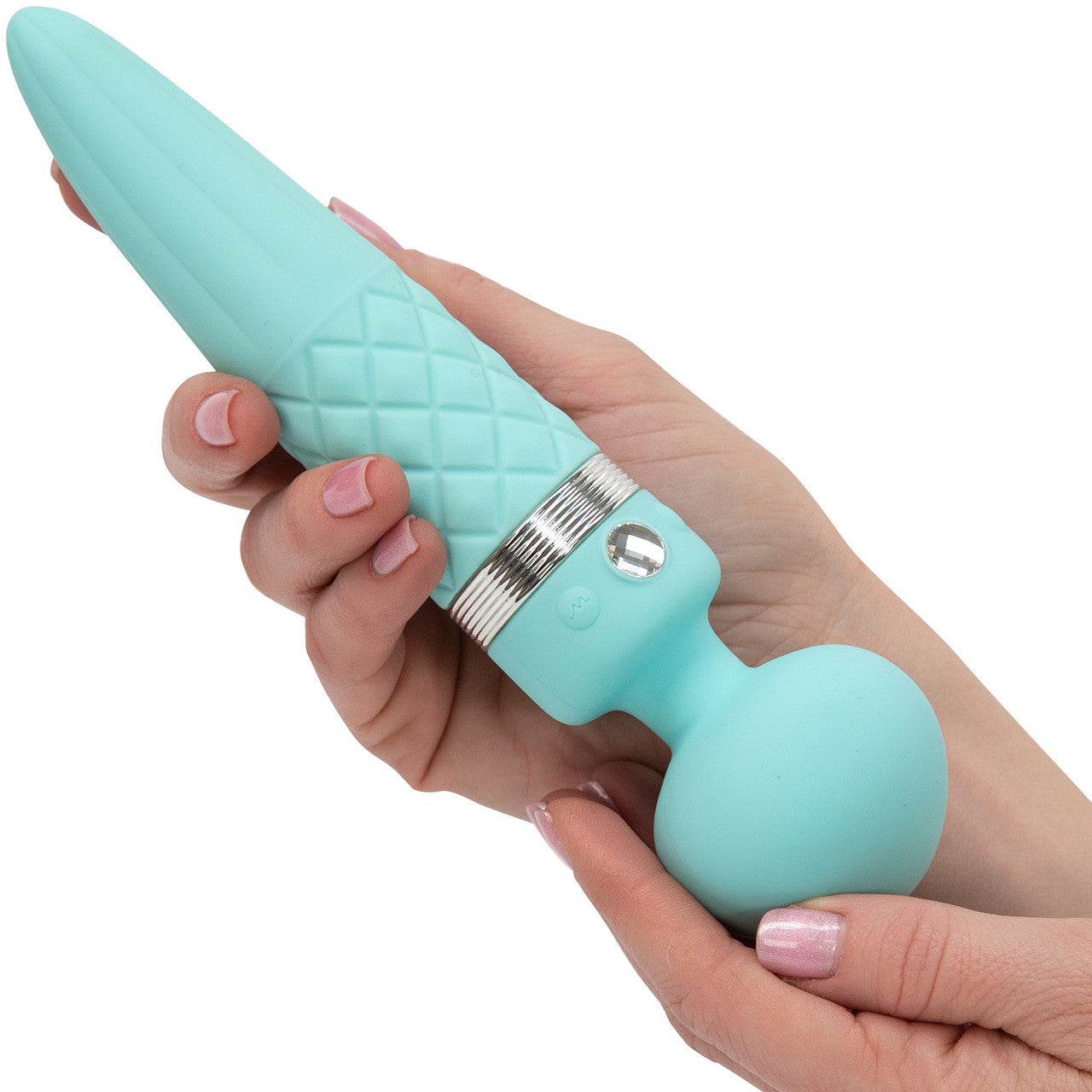 Pillow Talk Sultry Silicone Waterproof Rechargeable Wand Style Vibrator - Teal