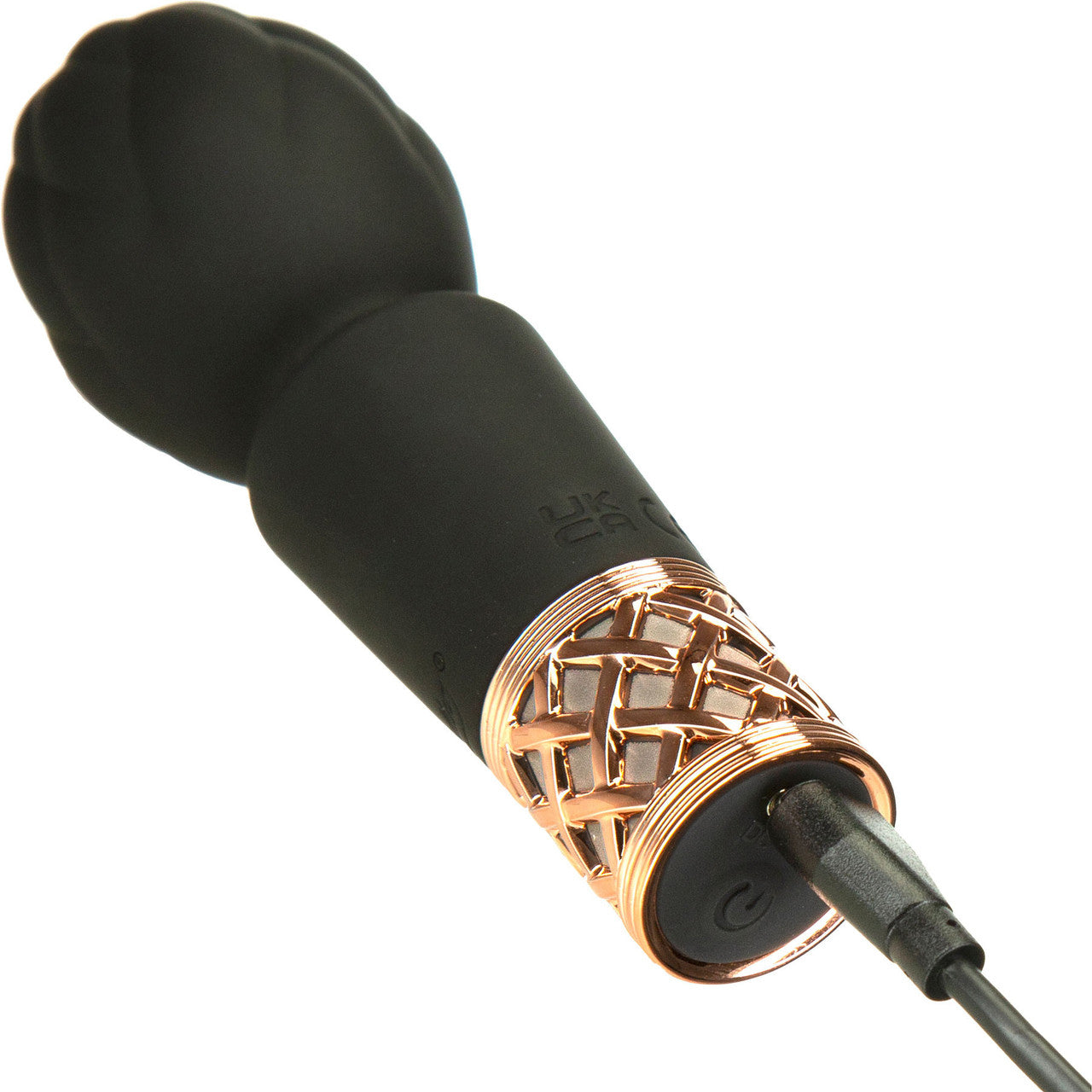 Pillow Talk Secrets Pleasure Rechargeable Silicone Mini Wand - Black & Rose Gold