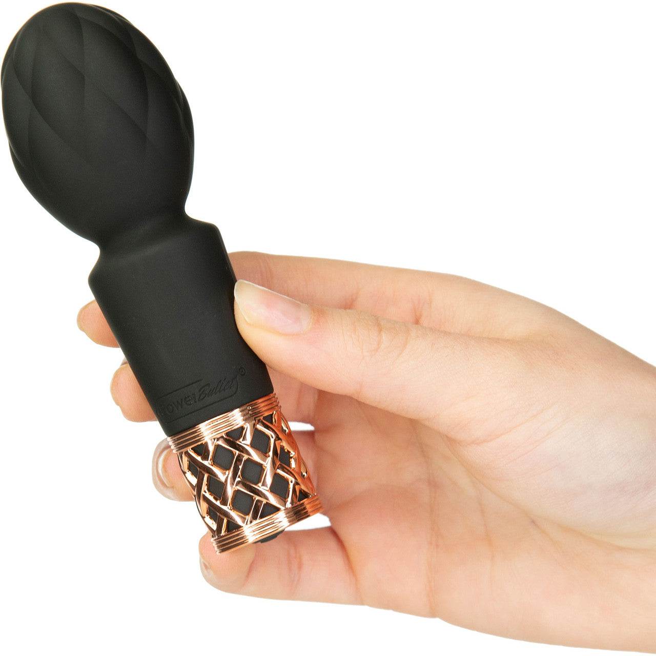 Pillow Talk Secrets Pleasure Rechargeable Silicone Mini Wand - Black & Rose Gold