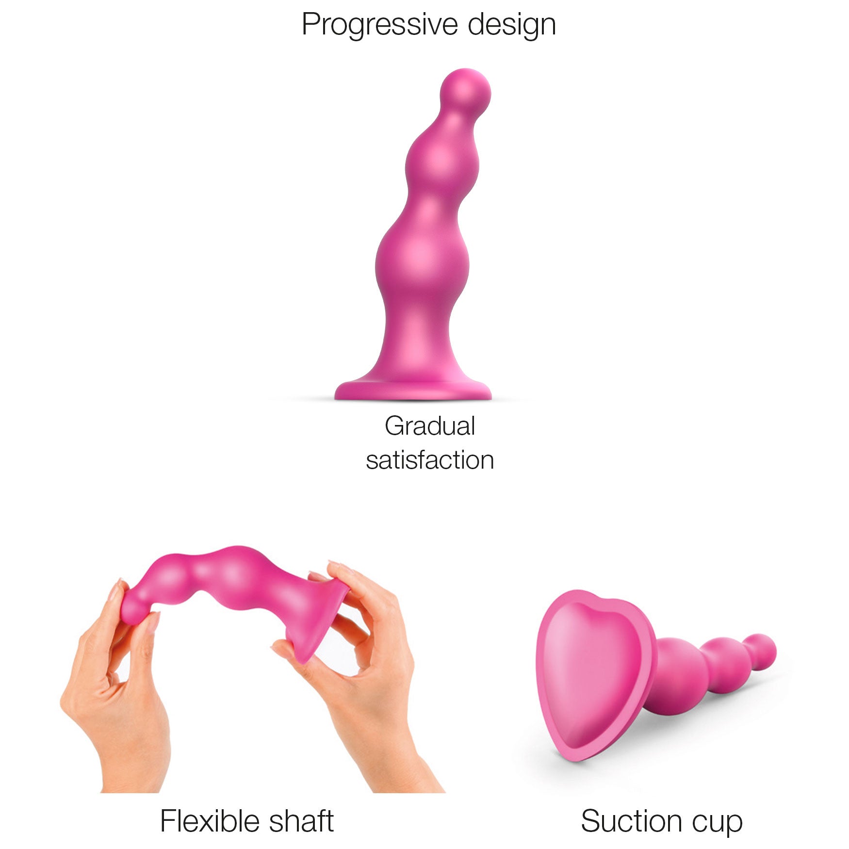 Strap-on-Me Hybrid Collection Beads Silicone Suction Cup Dildo - Small