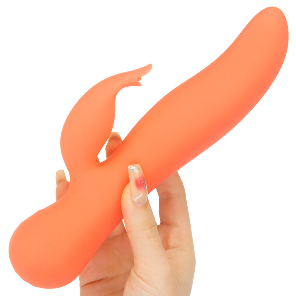 The Blossom Swan Rechargeable Silicone Dual Stimulation Rotating Vibrator - Orange