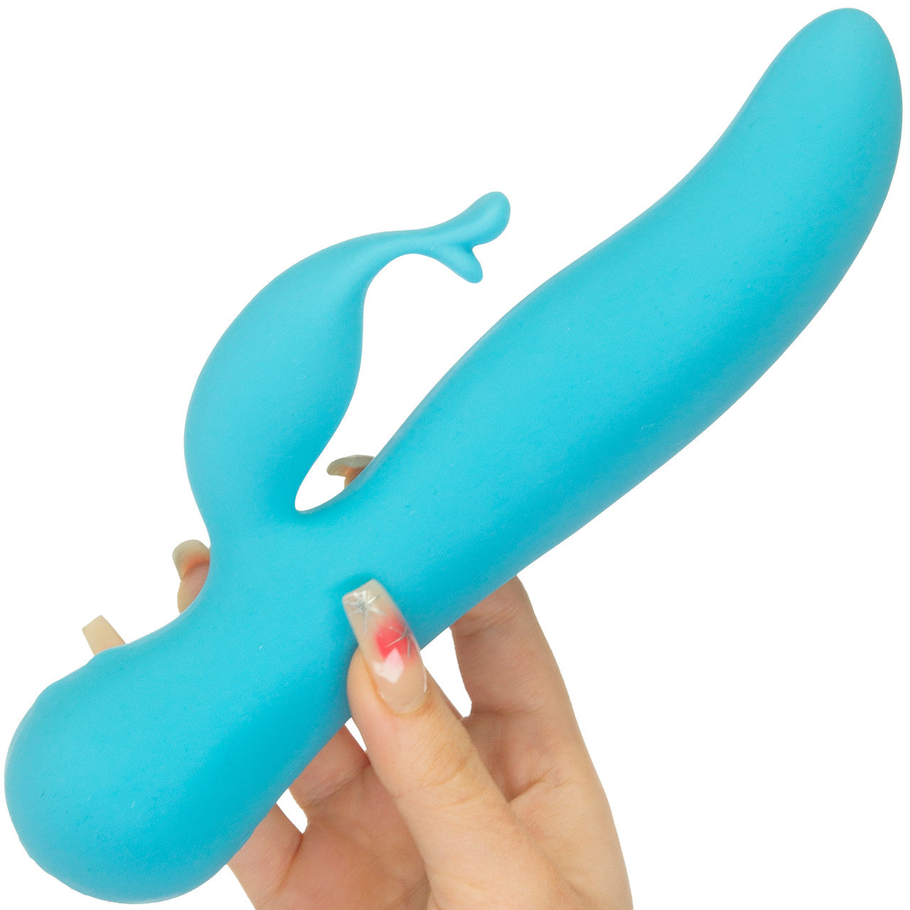 The Kissing Swan Rechargeable Silicone Dual Stimulation Rotating Vibrator - Blue