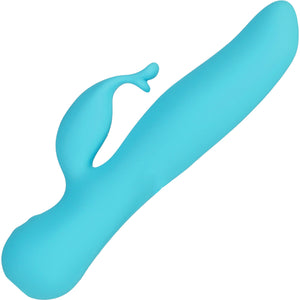 The Kissing Swan Rechargeable Silicone Dual Stimulation Rotating Vibrator - Blue