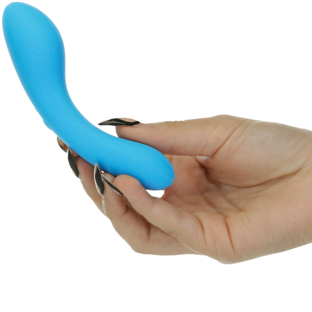 The Mini Swan Wand Rechargeable Waterproof Silicone Glow In The Dark G-Spot Vibrator - Blue