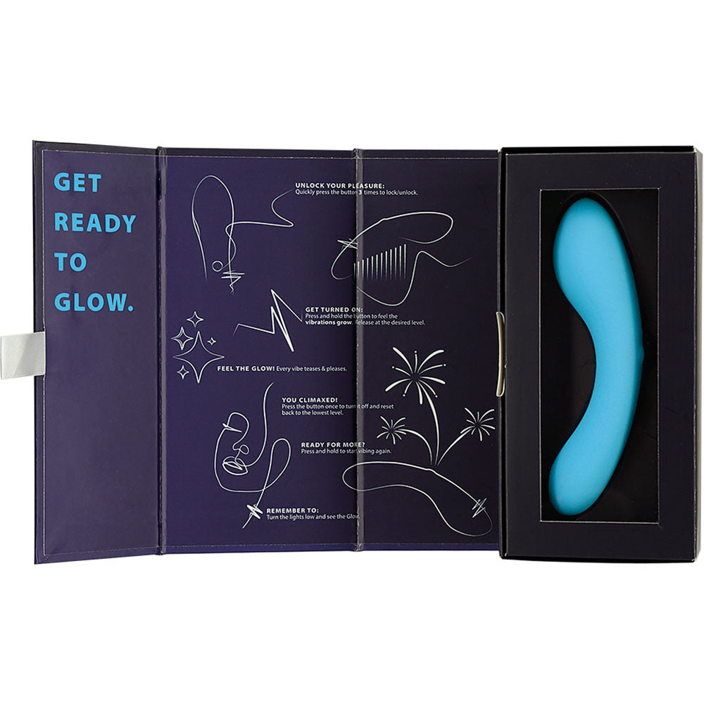 The Mini Swan Wand Rechargeable Waterproof Silicone Glow In The Dark G-Spot Vibrator - Blue