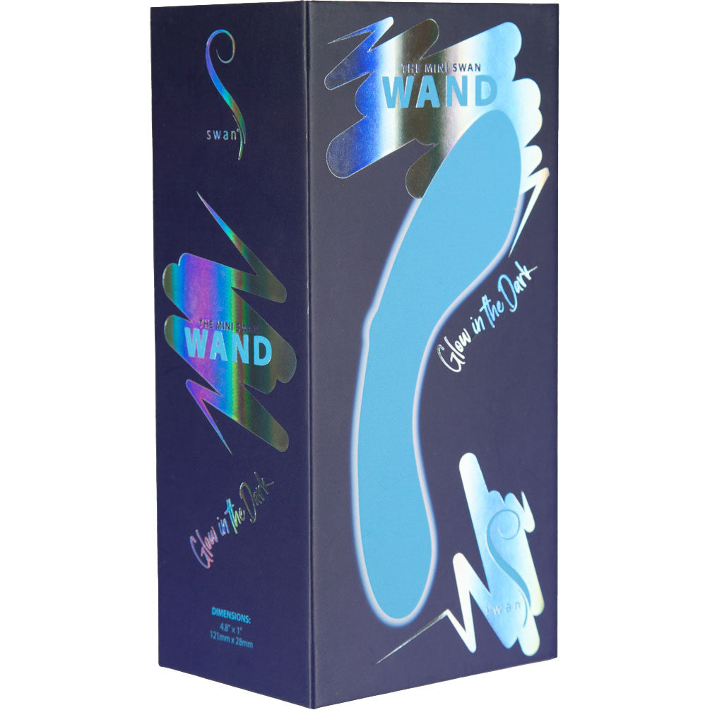 The Mini Swan Wand Rechargeable Waterproof Silicone Glow In The Dark G-Spot Vibrator - Blue