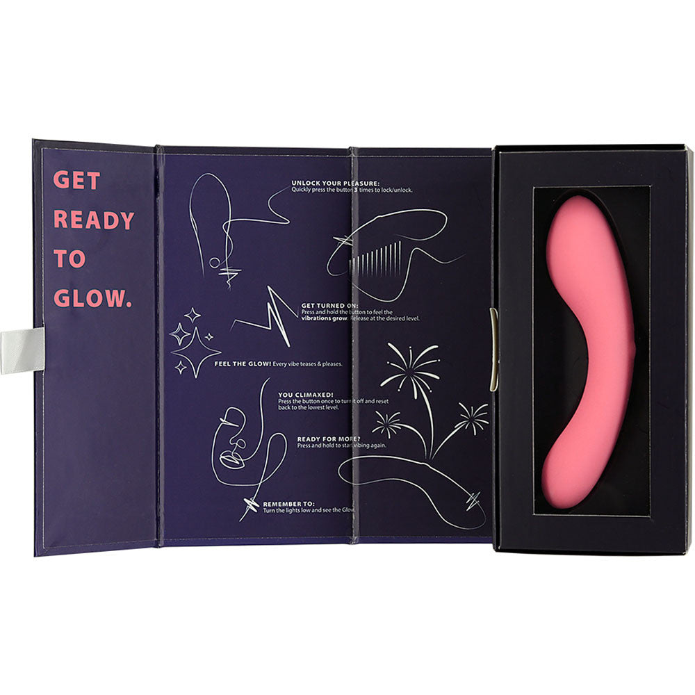 The Mini Swan Wand Rechargeable Waterproof Silicone Glow In The Dark G-Spot Vibrator - Pink