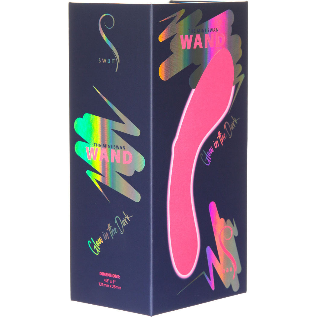 The Mini Swan Wand Rechargeable Waterproof Silicone Glow In The Dark G-Spot Vibrator - Pink