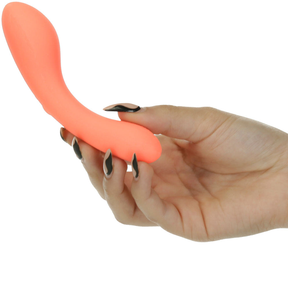 The Mini Swan Wand Rechargeable Waterproof Silicone Glow In The Dark G-Spot Vibrator - Orange