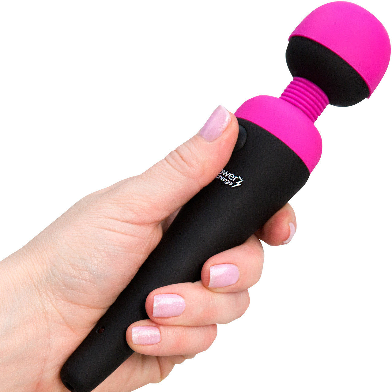 PalmPower Recharge Waterproof Wand Massager With Removable Silicone Cap - Fuschia