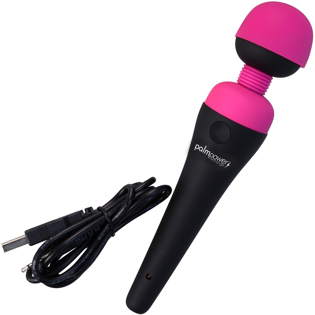 PalmPower Recharge Waterproof Wand Massager With Removable Silicone Cap - Fuschia