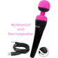 PalmPower Recharge Waterproof Wand Massager With Removable Silicone Cap - Fuschia