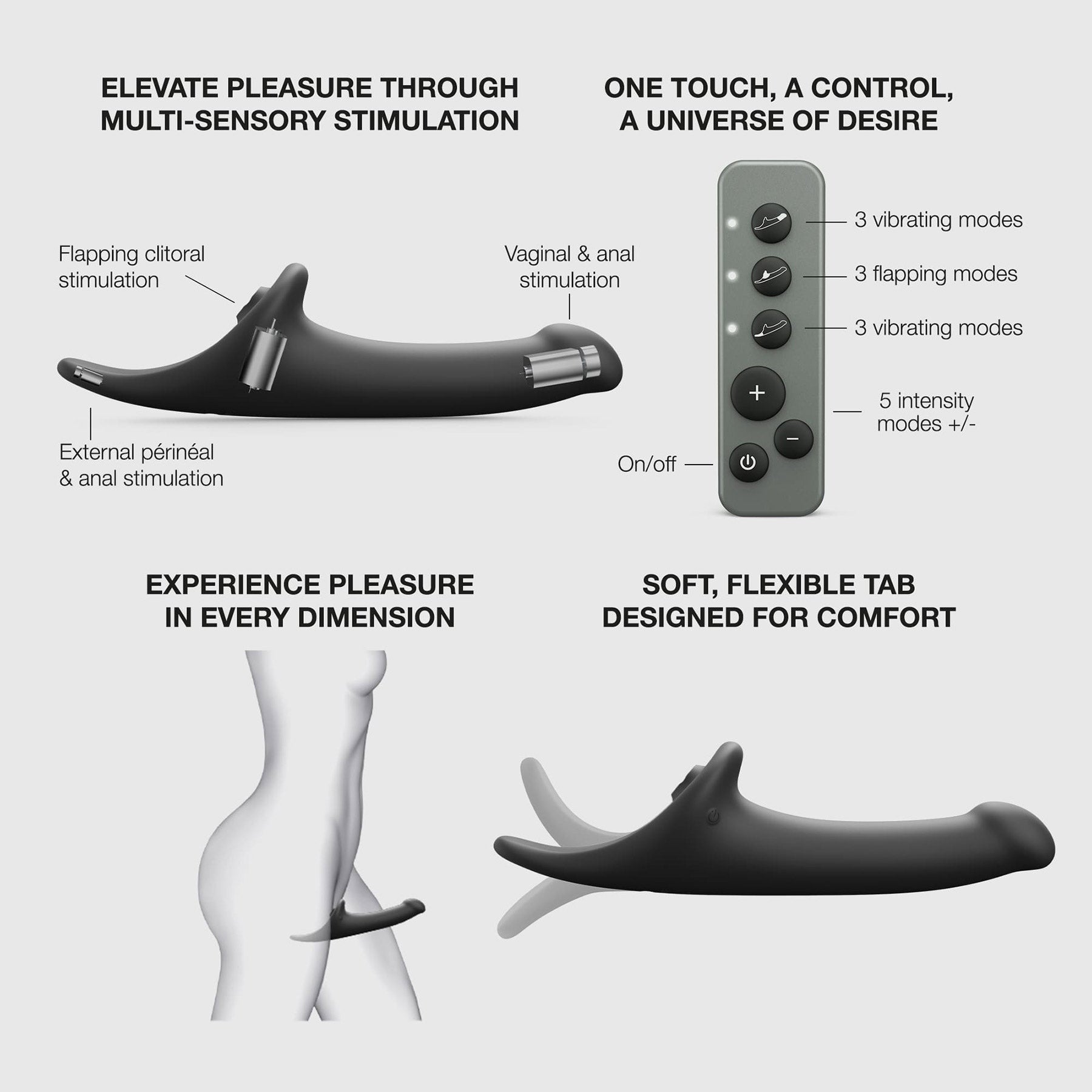 Strap-on-Me Multi Orgasm Triple Stimulation Realistic Strap-On Dildo - Black