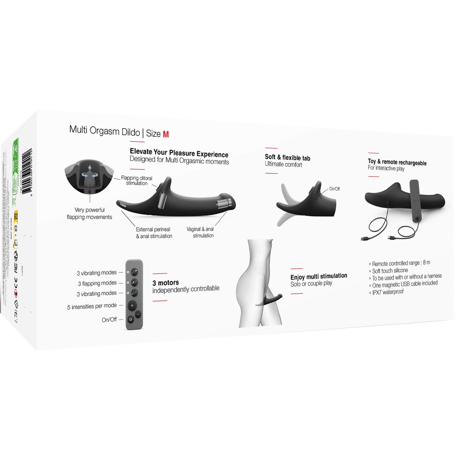 Strap-on-Me Multi Orgasm Triple Stimulation Realistic Strap-On Dildo - Black