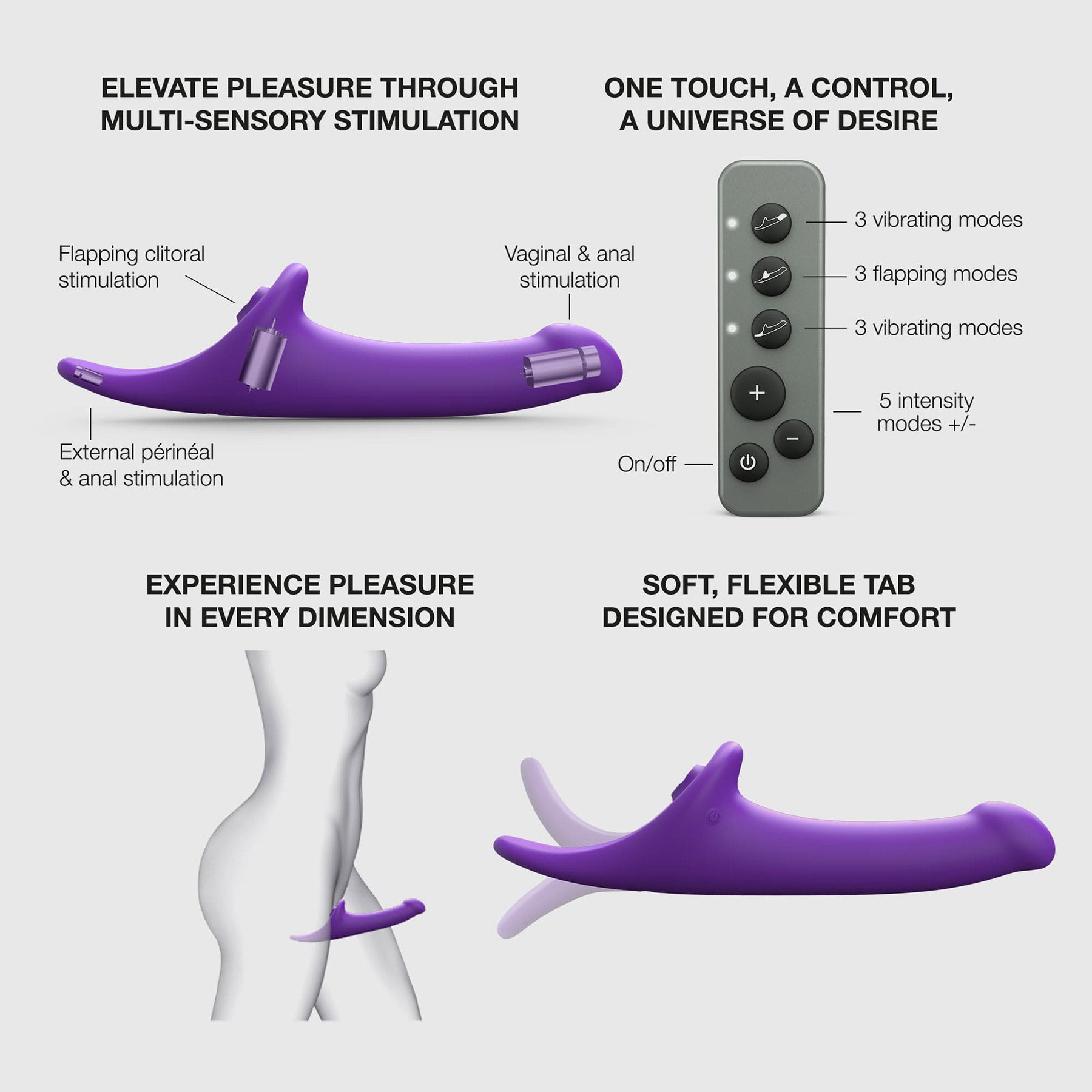 Strap-on-Me Multi Orgasm Triple Stimulation Realistic Strap-On Dildo - Purple